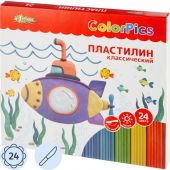 Пластилин №1 School ColorPics набор 24 цв, 480г, со стеком, картон