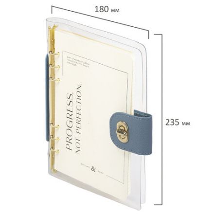 Блокнот А5 180x235 мм, BRAUBERG "Fabulous", гибкий, на кольцах, застежка, 80 л., голубой, 116193 Блокнот А5 180x235 мм, BRAUBERG "Fabulous", гибкий, на кольцах, застежка, 80 л., голубой, 116193