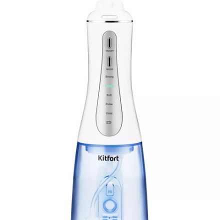 Ирригатор для полости рта KITFORT КТ-2915, портативный, емкость резервуара 0,35 л, 2 насадки, белый