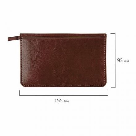 Еженедельник недатированный МАЛЫЙ ФОРМАТ 95х155 мм А6 BRAUBERG "Imperial" под кожу, 64 л., коричневый СПб