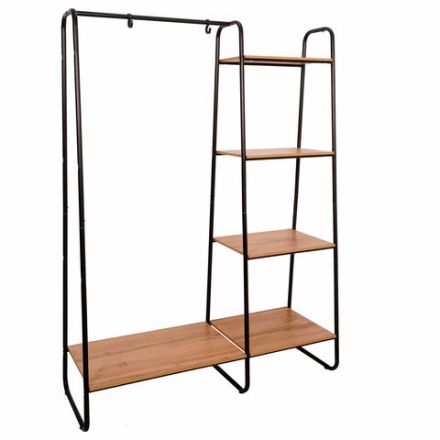 Вешалка-стеллаж "Скандинавия-1", 1470х1100х385 мм, 5 полок, металл/ЛДСП, черная/дуб, ГСС1 Ч Вешалка-стеллаж "Скандинавия-1", 1470х1100х385 мм, 5 полок, металл/ЛДСП, черная/дуб, ГСС1 Ч