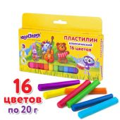 Пластилин классический ЮНЛАНДИЯ "ЮНЛАНДИК-МУЗЫКАНТ", 16 цветов, 320 г, ВЫСШЕЕ КАЧЕСТВО, 105030