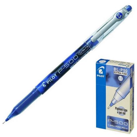Ручка гелевая PILOT Р-500, СИНЯЯ, увеличенный объем чернил, игольчатый узел, линия 0,3 мм, BL-P50 L