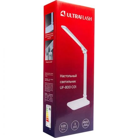 Светильник Ultraflash UF-800 C01 белый (Led настол,8Вт, 4500К, 3ур. ярк)