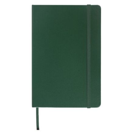 Блокнот А5 (148x218 мм), BRAUBERG "Metropolis", балакрон, 80 л., резинка, клетка, зеленый, 111583