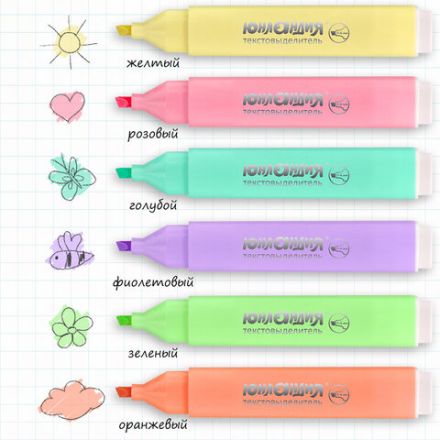 Набор текстовыделителей ЮНЛАНДИЯ 6 шт., АССОРТИ, "COLORSTAR PASTEL", линия 1-4 мм, 151717