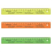Линейка пластиковая 20 см, ERICH KRAUSE "NEON", с единицами измерения, ассорти, 55502