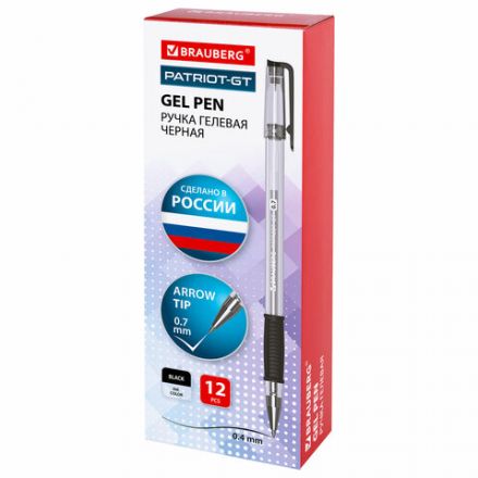 Ручка гелевая РОССИЯ "PATRIOT-GT", ЧЕРНАЯ, корпус прозрачный, узел 0,7 мм, линия письма 0,4 мм, BRAUBERG, 143960 Ручка гелевая РОССИЯ "PATRIOT-GT", ЧЕРНАЯ, корпус прозрачный, узел 0,7 мм, линия письма 0,4 мм, BRAUBERG, 143960