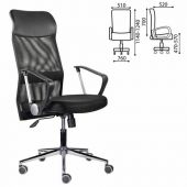 Кресло "Директ Лайт" МС-040, высокая спинка, с подлокотниками, хром, черное