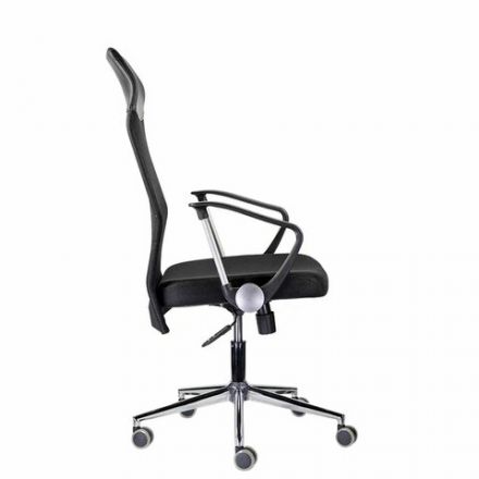 Кресло "Директ Лайт" МС-040, высокая спинка, с подлокотниками, хром, черное