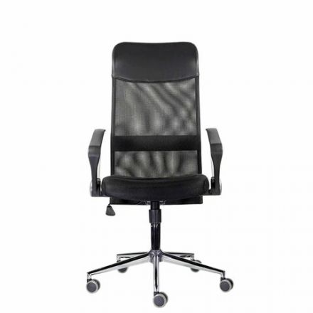 Кресло "Директ Лайт" МС-040, высокая спинка, с подлокотниками, хром, черное