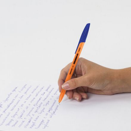 Ручка шариковая ОФИСМАГ "X-333 Orange", СИНЯЯ, корпус оранжевый, узел 1 мм, линия письма 0,5 мм, 143228