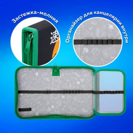 Пенал ПИФАГОР, 1 отделение, 1 откидная планка, полиэстер, 19х13 см, "Dive into drive", 272292