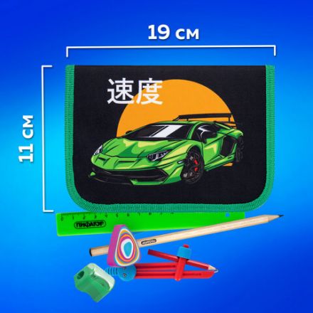 Пенал ПИФАГОР, 1 отделение, 1 откидная планка, полиэстер, 19х13 см, "Dive into drive", 272292