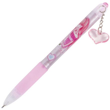 Ручка шариковая автоматическая с грипом BRAUBERG "First Love", СИНЯЯ, подвеска, корпус ассорти, узел 0,5 мм, линия письма 0,3 мм, 141285