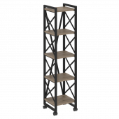 Loft Стеллаж на колесных опорах-5 полок VR.L-MST.K-5.4 Тиквуд тёмный/Чёрный металл 400*400*1704