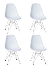 Набор 4 шт Стул обеденный DOBRIN DSR, ножки хром, цвет белый (W-02)