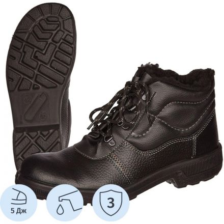 Ботинки утепленные Профи натуральная кожа черные размер 42