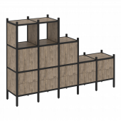 Loft Прямой стеллаж наборный VR.L-19 Тиквуд тёмный/Чёрный металл 2110*446*1458