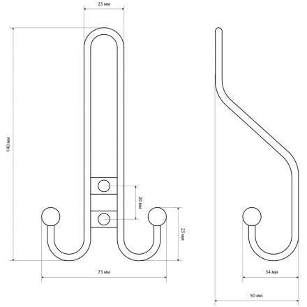 Вешалка настенная УЗК Крючок трехрожковый СТАНДАРТ 208 A AB (10213),ст.брон