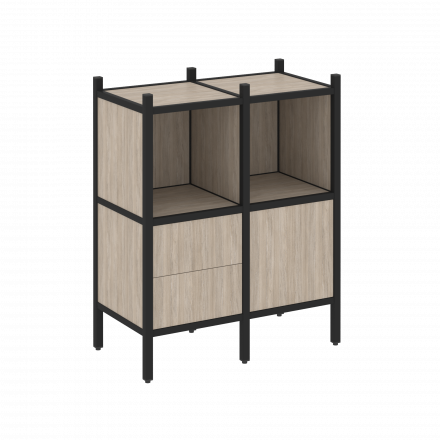 Loft Прямой стеллаж наборный VR.L-02 Дуб аттик/Чёрный металл 862*446*1047 Loft Прямой стеллаж наборный VR.L-02 Дуб аттик/Чёрный металл 862*446*1047