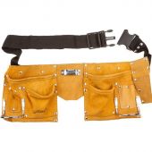 Пояс для инструментов STAYER MASTER , кожаный, 10 карманов, 2 скобы