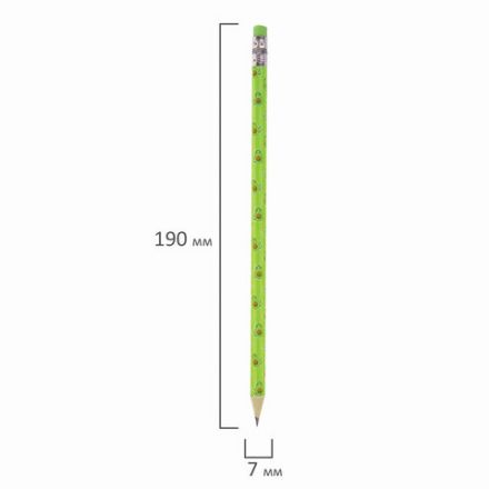 Карандаш чернографитный ЮНЛАНДИЯ "МАГИЯ", 1 шт., HB, с ластиком, корпус ассорти, 181778