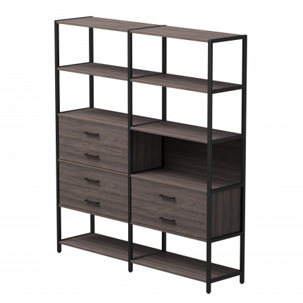 Набор стеллажных систем №8 Everprof EVO 2440x385x1840 Дуб Пасадена/Черный