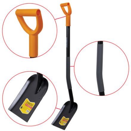 Лопата совковая стальная 24х27 см, ОБЩАЯ ДЛИНА 120 см, черенок сталь, V-ручка, RABBITEX (РАББИТЕКС) "STRONG METAL", 700482