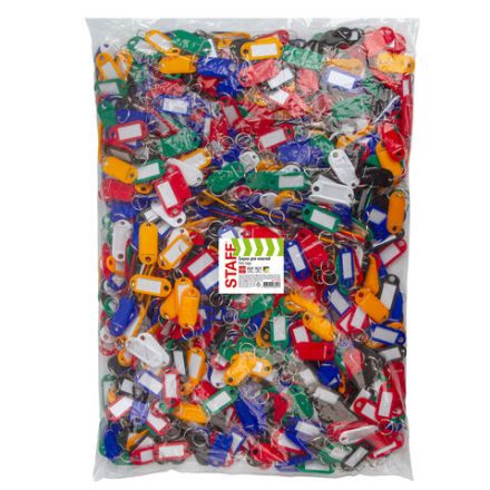 Бирки для ключей КОМПЛЕКТ 1000 ШТ., длина 50 мм, инфо-окно 30х15 мм, АССОРТИ, STAFF, 237494