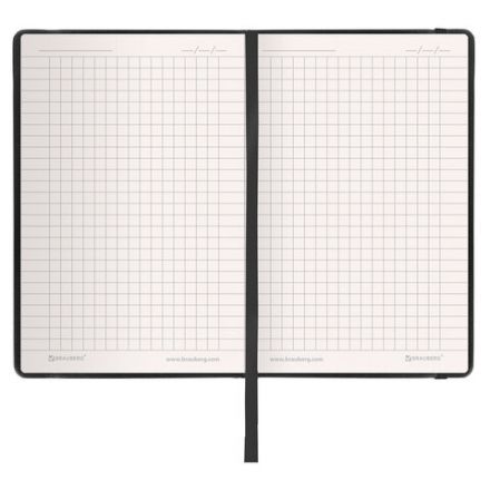 Блокнот МАЛЫЙ (100x150 мм) А6, BRAUBERG "Metropolis", балакрон, резинка, клетка, черный, 111589