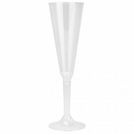 Фужер одноразовый 160 мл для шампанского пластиковый, прозрачная высокая ножка, "Флюте", 1015