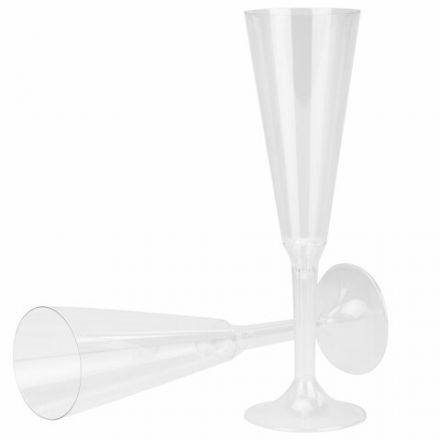 Фужер одноразовый 160 мл для шампанского пластиковый, прозрачная высокая ножка, "Флюте", 1015