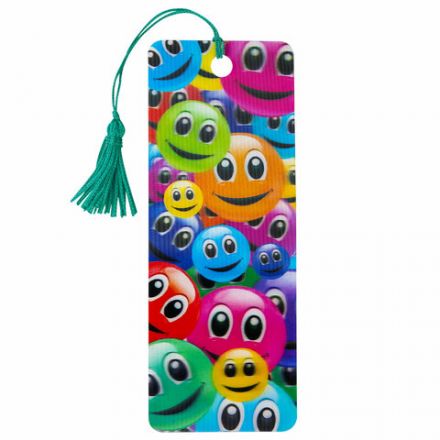 Закладка для книг с линейкой 3D-ОБЪЕМНАЯ BRAUBERG, "Смайлики", с декоративным шнурком, 128096