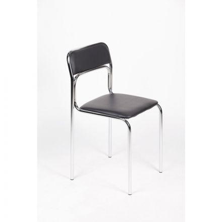 Стул для посетителей Неон черный(кожзам/хром)