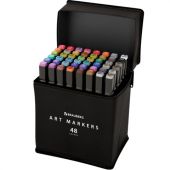Маркеры для скетчинга двусторонние, НАБОР 48 шт., текстильный чехол, BRAUBERG, 152231