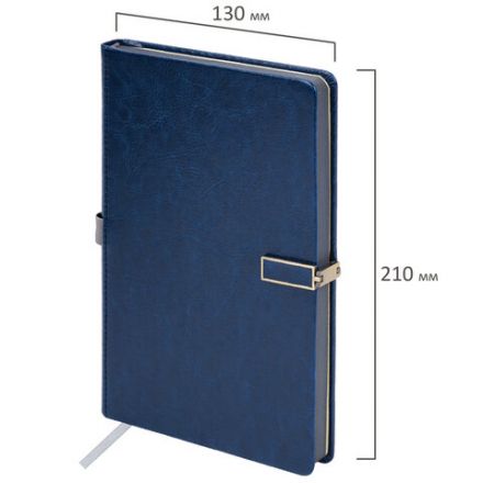 Скетчбук, слоновая кость 140 г/м2 130х210 мм, 80 л., КОЖЗАМ, застежка металл, BRAUBERG ART CLASSIC, "Inspiration", под кожу, синий, 116465