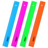 Линейка пластиковая 25 см, ПИФАГОР, неоновая, ассорти, 210790