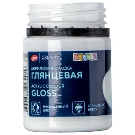 Краска акриловая глянцевая "Декола", банка 50 мл, белая, Невская Палитра, 2928104