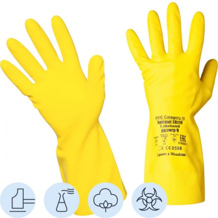 Перчатки защитные латекс Lakeland Natrasol ER18F цв.желтый р.9 Перчатки защитные латекс Lakeland Natrasol ER18F цв.желтый р.9
