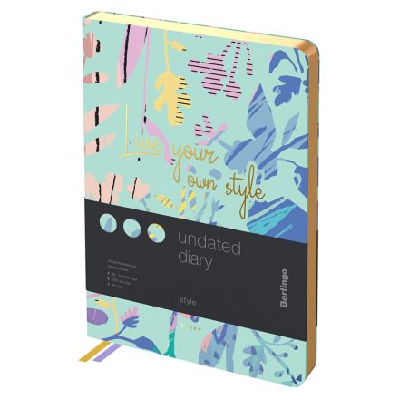 Ежедневник недатированный, А5, 136л., кожзам, Berlingo "Style", золотой срез, зеленый, с рисунком Ежедневник недатированный, А5, 136л., кожзам, Berlingo "Style", золотой срез, зеленый, с рисунком