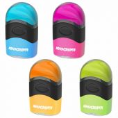 Точилка с контейнером и ластиком ЮНЛАНДИЯ "ДВА В ОДНОМ", яркие цвета ассорти, 272510