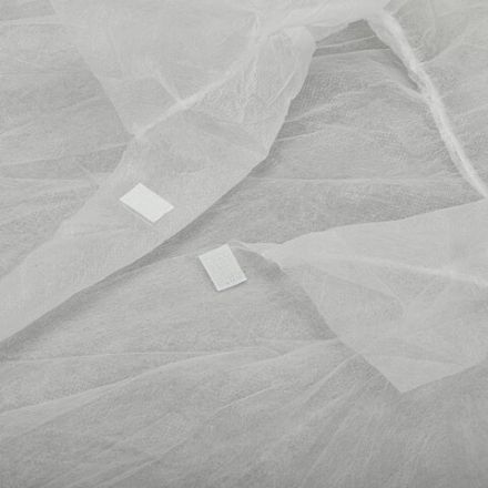 Халат одноразовый белый на липучках КОМПЛЕКТ 10 шт., XXL, 56-58 размер, 110 см, рукав на резинке, 25 г/м2, СНАБЛАЙН