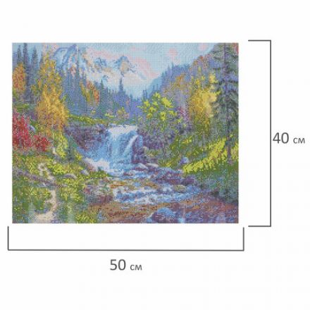 Картина стразами (алмазная мозаика), 40х50 см, ОСТРОВ СОКРОВИЩ "Горный ручей", без подрамника, 663864