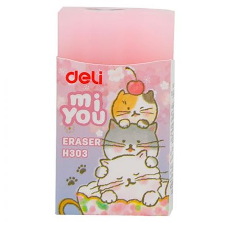 Ластик прямоугольный Deli EH303 MiYou 40x22x12мм ассорти картонная упаковка