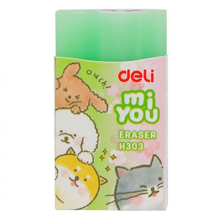 Ластик прямоугольный Deli EH303 MiYou 40x22x12мм ассорти картонная упаковка