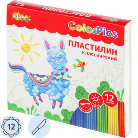 Пластилин №1 School ColorPics набор 12цв 240г, со стеком