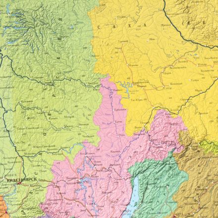 Настенная карта Россия политико-администр Globen,1:4,5млн,1980x1340,КН094