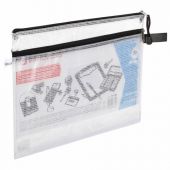 Папка-конверт на молнии А4 (335х243 мм), 2 отделения, ПВХ, прозрачная, 0,3 мм, BRAUBERG "Solid", 223889