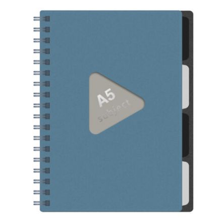 Тетрадь обложка пластик, А5 80 л., гребень, 4 разделителя, клетка, BRAUBERG, синий, 405368